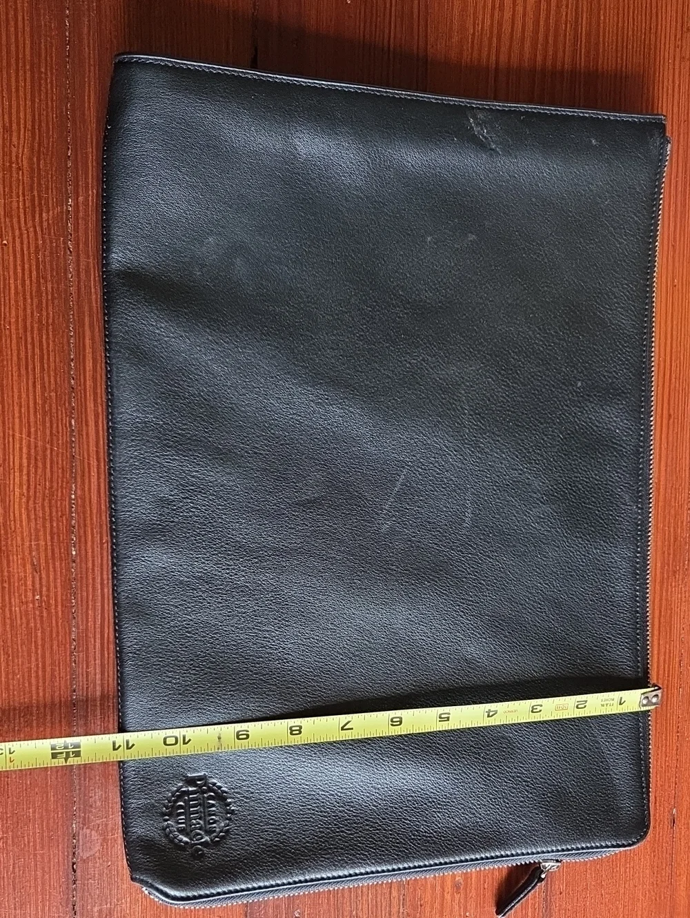 Black Leather Laptop Portfolio with Embossed Logo